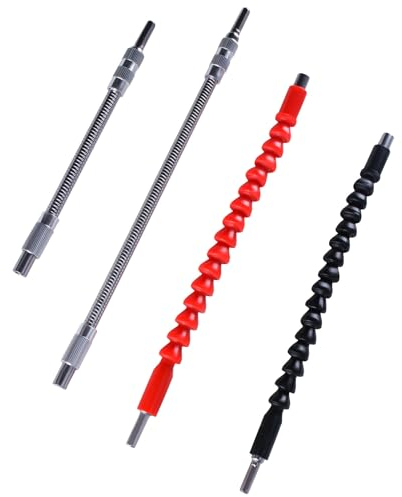 GIVIHGETI Lot de 4 rallonges de foret flexibles, tige d'extension pour perceuses électriques