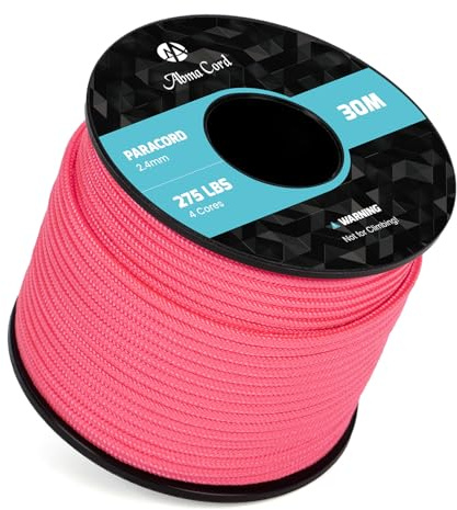 Abma Cord Paracord 275 Nylon Seil 2,4mm 30m Schnur mit 4 Kern | Max 125kg (275lbs), Basteln, Camping, Survival