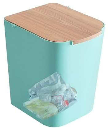 Gacqpli Cubo de basura con tapa basculante, papelera con tapa, cubo de basura con tapa basculante, organizador de basura de gran capacidad para papel usado en interiores y exteriores para
