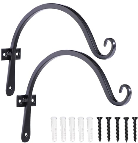 JunGG Pflanzenhalterung Blumenampelhalter 20 cm Eisen Hängender Pflanzenhalter Wandhaken Blumenampel Wandpflanzenhaken für Pflanzer Vogelhäuschen Laternen Windspiele Wandleuchter, 2er Pack