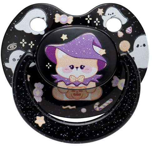 Somniumnight Halloween Big Erwachsene Schnuller - Süßer Bär Binky zur Linderung von Angstzuständen - Großer Schild-Paci mit Etui Schwarz