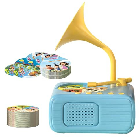 Giradischi Fonografici per Bambini - Giocatore Musica Giocattolo per Bambini Piccoli | Giocattolo Musicale Gramofono per Bambini Piccoli | Disco Fonografo per Bambini con 96 Carte