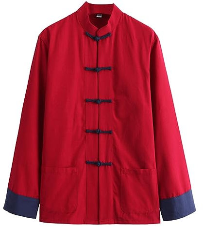 GZKDKZB Ropa de Kung Fu, Chaqueta, Traje Tang para Hombre, Ropa Tradicional China, algodón y Lino, Uniforme de Tai Chi, Abrigo de Manga Larga, Prendas de Vestir para Artes Marciales Qi Gon
