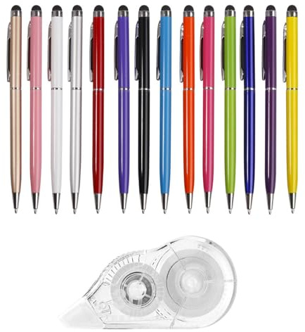 YSJCHEBS Penne Stilo da 14 Pezzi E Nastro Correttore da 1 Pezzo, Penne Capacitive per Scrittura A Mano, Penne per Tablet, Strumenti di Scrittura, Penne Multifunzionali