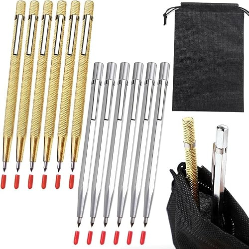CZFLXLJ Tungsten Carbide Tip Scriber, Metal Etching Pen Carve Engraver Scribe Tools for Stainless Steel, Ceramics, Glass, Metal Sheet and Gold/Welding(12 Pack)