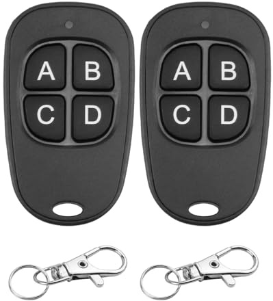 2 Piezas Mando Garaje Universales 433.92Mhz, Clonador Mandos a Distancia Garaje con 4 Botones, Inalámbrico Duplicador Puerta Garaje Codigo Fijo para Puertas de Garaje y Cancelas