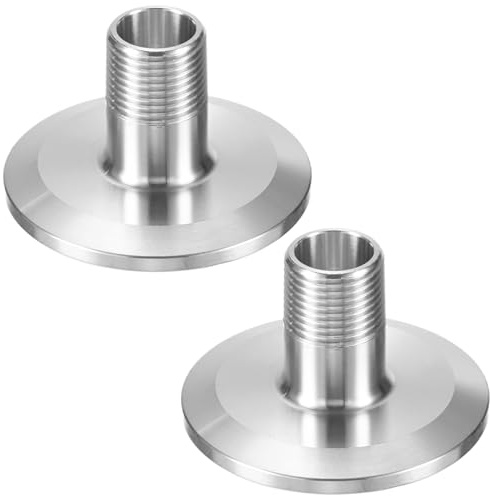 M METERXITY 2 Pezzi Tri igienico 1.5 in Raccordi A Morsetto A 3/8 in Filettatura Maschio NTP Adattatore Connettore Per Alimenti/Home Brew In Acciaio Inox, Diametro Esterno Ferrule 50.5mm