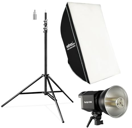 Walimex pro Kit Éclairage LED 35W – Softbox 60x90 cm – Trépied 256 cm – Diffuseurs Principal et Interne – Monture Bowens – Kit Lumière Complet Photo vidéo – Sac tansport – Équipement Streaming