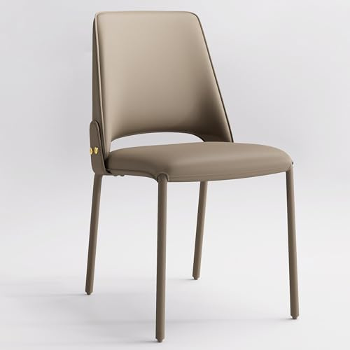 YOUTASTE Esszimmerstühle 1er, Voll-Leder Küchenstuhl Wohnzimmerstuhl, Polsterstuhl mit hohe lehne, Metallbeine Schminktisch Stuhl, für Esszimmer Wohnzimmer Küche, Khaki
