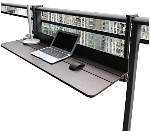 ACRaBoss Outdoor Balcony Folding Hanging Railing Table,Multifunctional Leisure Table,Wall-Mounted Railing Bar Side Tables,Outdoor Folding Wall Desk Hanging Adjustable Deck Table for Patio/60*37Cm/23.6