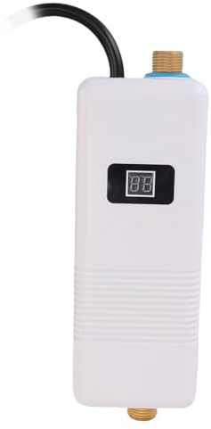 Depisuta Calentador de Agua sin Tanque Electric, Calentador de Agua Caliente Instantánea de 3000W Debajo del Fregadero Mini RV a la Demanda Calentadores de Aguas con Interfaz G1/2 (EU enchufe 220V)