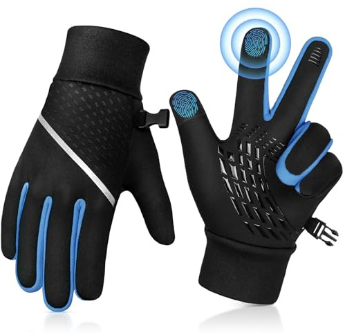 OOPOR Winter Warm Kids Cycling Gloves - Cold Weather Touchscreen Glove for Childrens Riding Bike and Football Grip Anti-Slip Outdoor Ski Sports Gloves for Boys Girls 8-10 Year Old