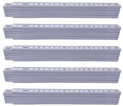 SOSOLOVE Zollstockm, Gliedermaßstab, Maßstab, 2m, Weiß, Duplex Teilung, 10 Glieder, Zollstock aus Kunststoff, für Männer, Weihnachten Oder Geschenk zum Geburtstag, Vatertag, 5 Stück