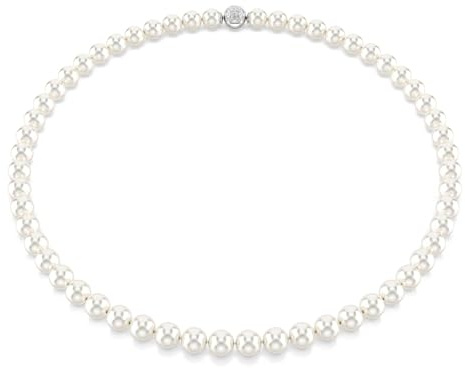 Swarovski Matrix Halskette, Kristallperle, Weiß, Rhodiniert
