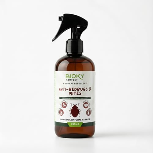 Bioky Protect | Spray Anti-Chinches y Ácaros 250ml | Rpelente Con Aceites Esenciales | x10 veces Más Concentrado que Otros | Apto para Textil, Hogar, Sofás, Colchón, Ropa de Cama