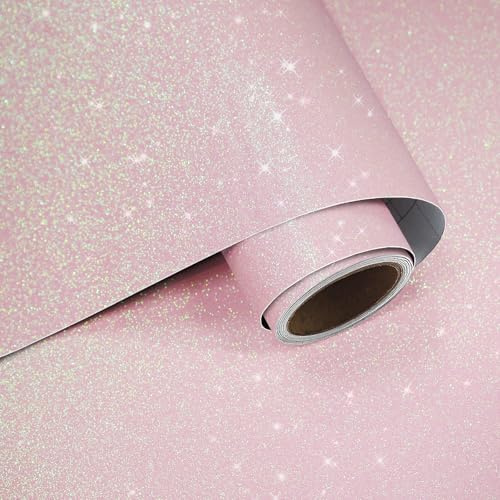 VaryPaper Papier Peint Paillettes Rose Pastel 40cmx200cm Rouleau Adhesif Decoratif Film Autocollant Meuble à Paillettes Papier Peint Chambre Fille Stickers Porte Placard Emballage Cadeau Artisanat