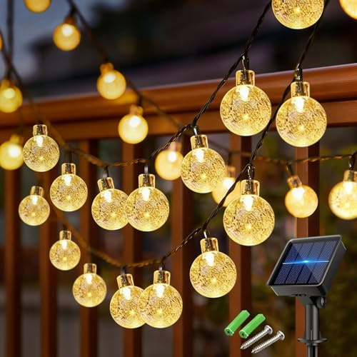 Laihur Solar Lights Outdoor Garden, 50LED Solar Garden Lights Outdoor Waterproof, 8 Mode 7M/23Ft Indoor/Outdoor 8-Hour Timer Fairy Lights for Home Yard Cafe Party Decoration (Warm White)