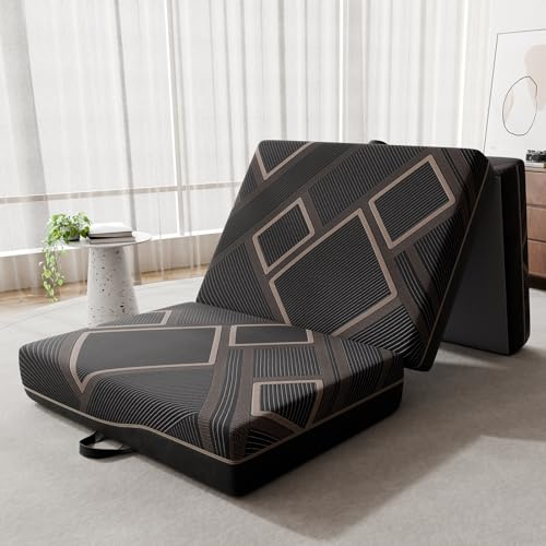 Vamcheer Klappmatratze 75x200 cm, 15 cm dick – 3-teilig Faltbare Gästematratze, klappbares Gästebett, waschbarer Bezug, faltbares Gästebett für Reisen & Zuhause