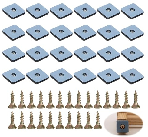 24 feltrini quadrati per mobili, da avvitare, 25 x 25 mm, rettangolari, con 24 viti, per mobili, poltrone, gambe della sedia, protezione efficace dei vostri mobili, sedie e pavimenti