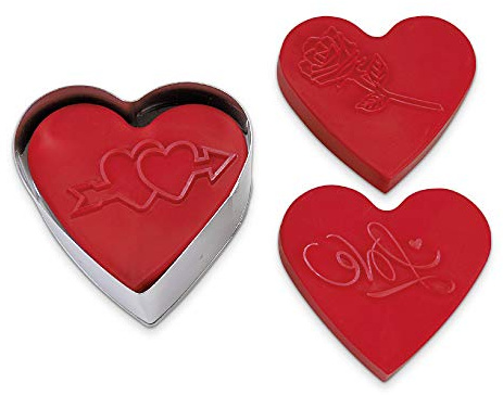 Unbekannt 'Städter 170711 Emporte-pièce en Forme Coeur avec Poussoir, Acier Inoxydable, Argent/Rouge, 6 x 6 x 4 cm
