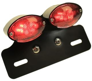 Citomerx Zwillings- Rücklicht Bremslicht LED Rot Nummernschildbeleuchtung | Kennzeichen Leuchte schwarz für Motorrad Quad neu