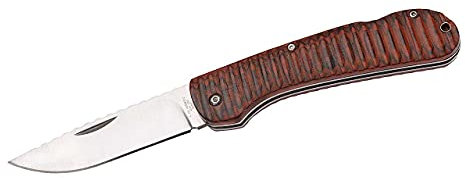 Herbertz Taschenmesser, Stahl AISI 420, Back Lock, Pakkaholzschalen, Filework, Edelstahlclip, Fangriemenöse, scharfes Klappmesser & Outdoor-messer für Camping, Wandern oder Jagd