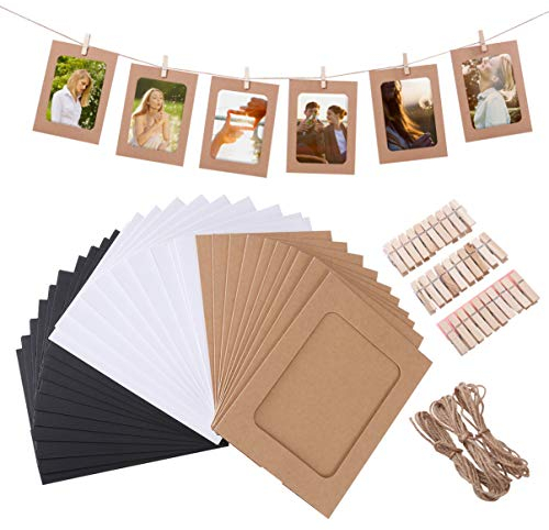 VICASKY 30stücke Diy Papier Bilderrahmen Set Zum Aufhängen Fotowanddekoration Mit Clips Und Seilen Für Hochzeitsdeko Und Basteln