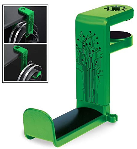 ENHANCE PC Gaming Headset Hook Holder Hanger Mount - Headphones Stand with Adjustable 360 Rotating Arm, Under Desk Clamp On Design, Universal Fit, Built in Cable Clip Organizer - Blue