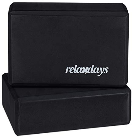 Relaxdays Yoga-Blöcke, Schaumgummi, Trainingszubehör, rutschfest, 8 x 23 x 15 cm, 2 Stück
