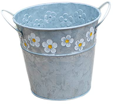 Yardwe Vintage Metall Eimer Mini Blumentopf Runde Pflanztopf Übertopf Blumeneimer Dekoeimer Hängenden Pflanzer Töpfe für Party Hochzeit Garten Deko