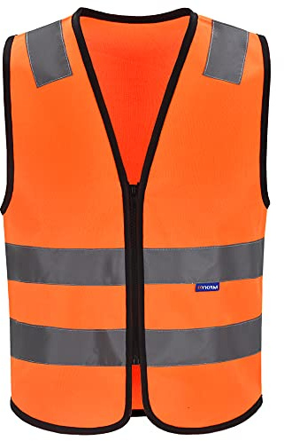 AYKRM Mehrere farben, Unisex hochsichtbare Warnweste Hohe Sichtbarkeit Warnweste Reflektierende Weste Reißverschluss Sicherheitswesten EN ISO 20471 (L, Orange)