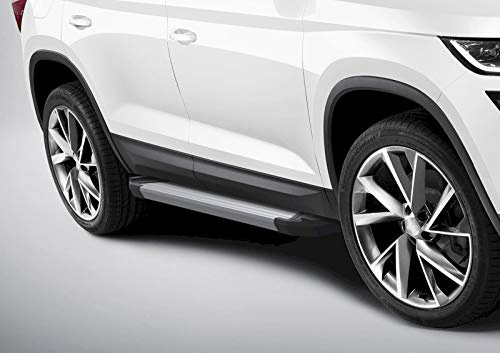 J&J AUTOMOTIVE Basic Rival Trittbretter mit ABE passend für Skoda Kodiaq 2017-2023, OEM Design Aluminium Silber Passform Links und Rechts 2-teilig
