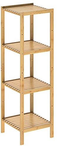 Casaria® Badezimmer Regal Bambus 4 Ablagen Belastbarkeit 40kg 110x33cm Bad Küche Kinderzimmer Wohnzimmer Bücherregal Holzregal Mehrzweckregal Braun