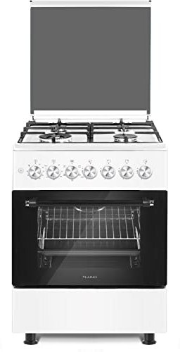 Cucina a gas 60x60 larel con forno a gas ventilato bianca griglie in ghisa pesante