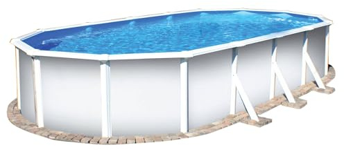 Planet Pool Stahlwandpool ovalform Classic 730x375x120 cm, Stahl 0,4 mm weiß, Folie 0,3 mm blau, Overlap