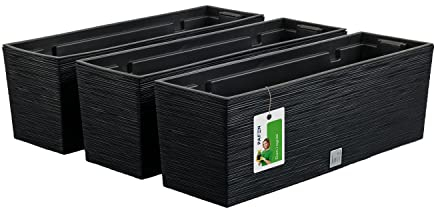 PAFEN 3X Blumenkasten Blumentopf – 18,5 x 19,5 x 58 cm - Pflanzkübel Pflanztopf inspiriert Natur: Kiefernnadeln Balkonkästen mit Einsatz, Anthrazit