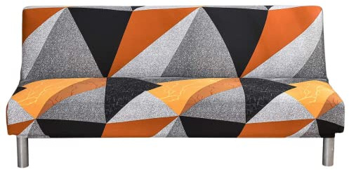 ShowyLive Housse Clic Clac 190x140CM Couverture de Canapé Extensible sans Bras 2-3 Places - Protection de Meubles pour canapé Pliable -Orange Noir