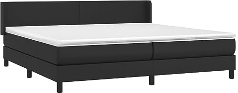 vidaXL Boxspringbett mit Matratze Doppelbett Kunstlederbett Polsterbett Bettgestell Bett Hotelbett Bettrahmen Lattenrost Schlafzimmerbett Schwarz 200x200cm