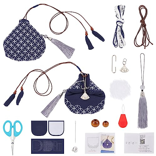 FREEBLOSS Sashiko Coin Purse DIY Kit mit Anleitung Sashiko Kit für Anfänger Japanische Sashiko-Stickerei Tasche für Mädchen Mütter Geschenk