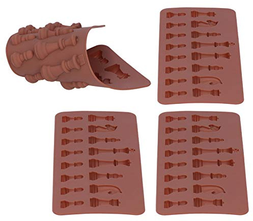 4 Stück Schokoladenform Silikon Tief, Schokolade Form, Schachform, Fondantform, Eiswürfelform für Schokolade selber machen DIY Süßigkeiten, Kuchen, Kerzendekoration, Backzubehör