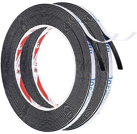 PATIKIL 2 Rollos 5m EVA Cinta Selladora Adhesivo 5x1mm (W*T) Blanco Negro | Espuma Burlete Sellado, Alta Densidad, Tira para Anti Frío, Aislante,Ruido y Colisión