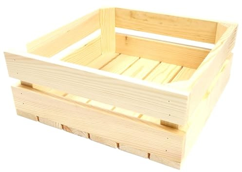 Cajón decorativo de 30 x 30 x 12 cm, caja de madera ecológica, cepillada para guardar vino, frutas y verduras | Caja de almacenamiento para vino, frutas, verduras, ecológica, DIY y decoupage, madera natural escandinava, cruda