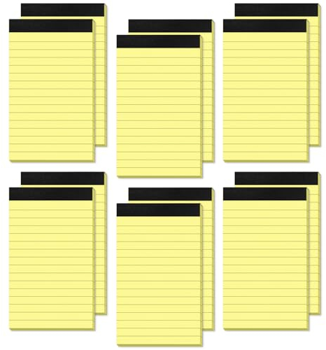 12 Stück Notizblock Klein A7 To Do Listen Block Gelb A7 Notizzettel Linierter Block 30 Blatt pro Schreibblock Kleine Notizblöcke A7 Liniert Schreibblock Kleiner Notizblock A7 Ersatzblöcke für Arbeit
