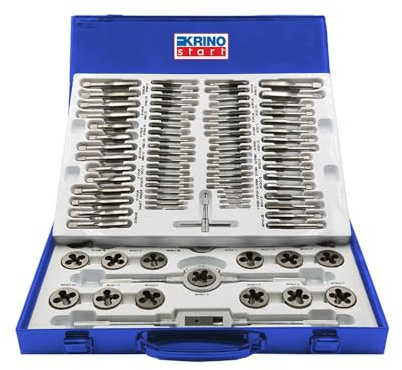 Generic SET FILIERA FILETTATURA 110PZ BOX METALLO FILIERE MASCHI FEMMINE M+MF 2-18 Acciaio Cr-V