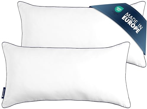 Gentle North Hochwertige Kopfkissen (40x80 cm groß) in Hotelqualität - 2er Set Flauschige, gut gefüllte Schlafkissen für Allergiker geeignet (Ökotex 100 Zertifiziert) - 60° Waschbar