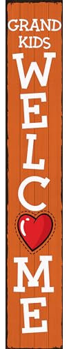 Willkommensschild für Enkelkinder, lustiges Schild für Großeltern, Geschenk für Großeltern, 20,3 x 121,9 cm, für den Außenbereich, Heimdekoration, vertikal, aus Holz, für den Außenbereich, stehend,