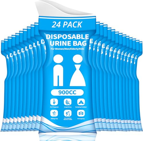 HOKINETY Disposable Urine Bag for Travel - 900ML Portable Pee Bags for Women Men 24 PCS Emergency Vomit Bags Unisex Urinal Toilet Bag for Car Camping, Road Trip,Traffic Jams, Pregnant, Kids, Patient
