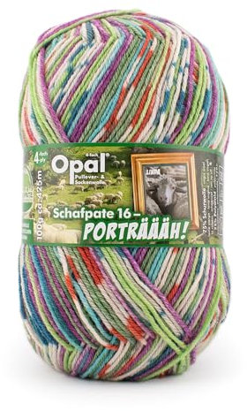 Opal Schafpate 16 Porträäh (425m) 4-fädig Garn - Wollmischung, zum Stricken von kuschelig warmen Socken mit einzigartigen Farbmustern, 11452, 1 x 100g