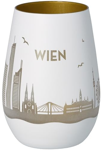 Goodtimes Windlicht Wien Skyline (Weiß & Gold)