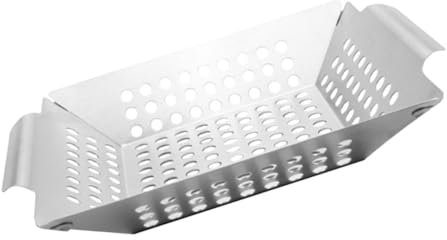 YARNOW Edelstahl Grillkorb Mit Lochdesign Für Camping-grillschale Praktischer Grillaufsatz Als Wiederverwendbare Grillpfanne Mit Glatten Kanten Für Fisch Und Fleisch